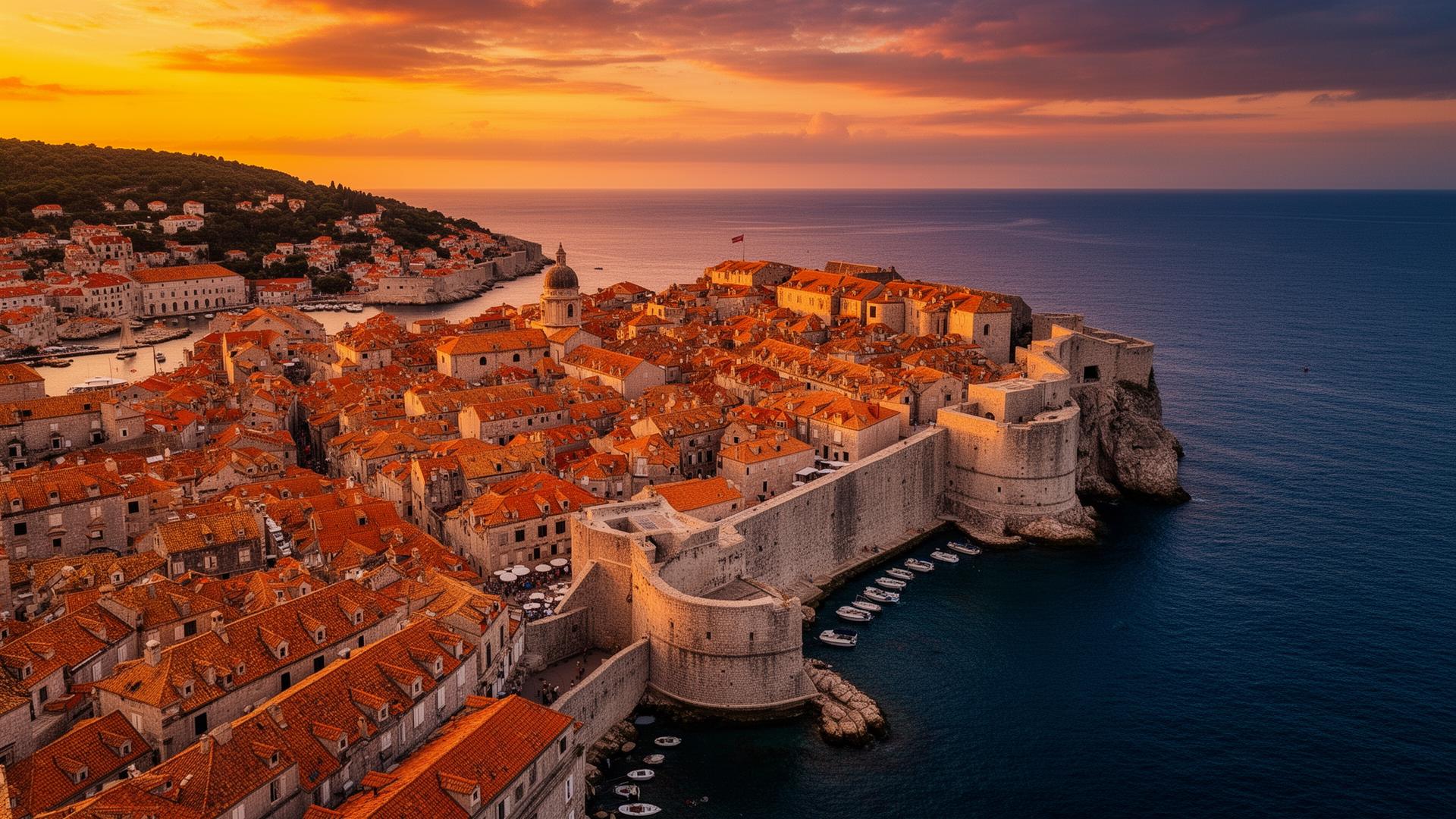 Dubrovnik old town at golden hour
